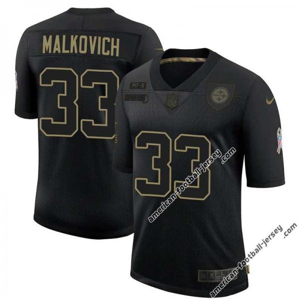 Black Joe Malkovich Steelers #33 Stitched Salute to Service Football Jersey Mens Womens Youth