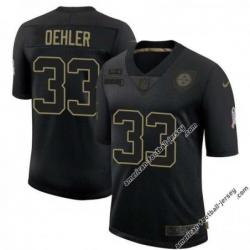 Black Cap Oehler Steelers #33 Stitched Salute to Service Football Jersey Mens Womens Youth