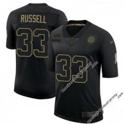 Black Gary Russell Steelers #33 Stitched Salute to Service Football Jersey Mens Womens Youth