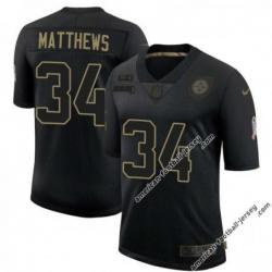 Black Tray Matthews Steelers #34 Stitched Salute to Service Football Jersey Mens Womens Youth