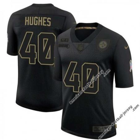 Black George Hughes Steelers #40 Stitched Salute to Service Football Jersey Mens Womens Youth