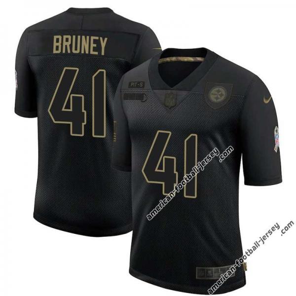 Black Fred Bruney Steelers #41 Stitched Salute to Service Football Jersey Mens Womens Youth