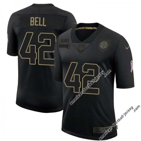 Black Myron Bell Steelers #42 Stitched Salute to Service Football Jersey Mens Womens Youth