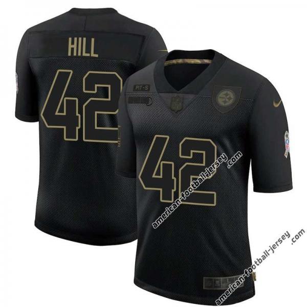 Black Jim Hill Steelers #42 Stitched Salute to Service Football Jersey Mens Womens Youth