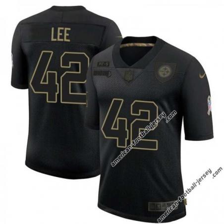 Black Bernie Lee Steelers #42 Stitched Salute to Service Football Jersey Mens Womens Youth