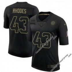 Black Don Rhodes Steelers #43 Stitched Salute to Service Football Jersey Mens Womens Youth