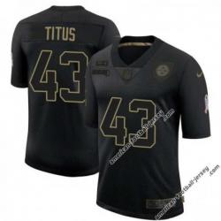 Black George Titus Steelers #43 Stitched Salute to Service Football Jersey Mens Womens Youth