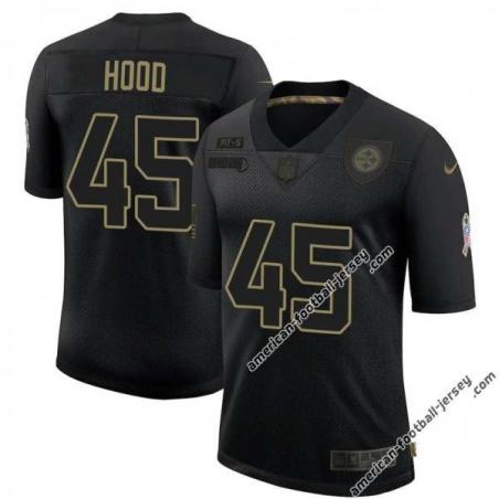 Black Frank Hood Steelers #45 Stitched Salute to Service Football Jersey Mens Womens Youth
