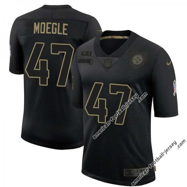 Black Dicky Moegle Steelers #47 Stitched Salute to Service Football Jersey Mens Womens Youth
