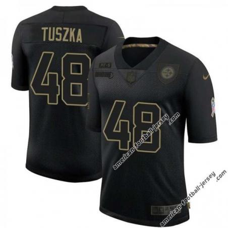 Black Derrek Tuszka Steelers #48 Stitched Salute to Service Football Jersey Mens Womens Youth