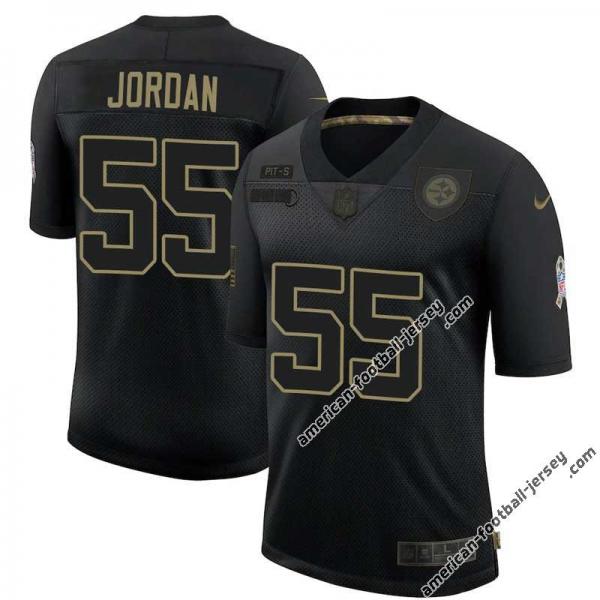 Black Darin Jordan Steelers #55 Stitched Salute to Service Football Jersey Mens Womens Youth