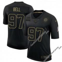 Black Kendrell Bell Steelers #97 Stitched Salute to Service Football Jersey Mens Womens Youth