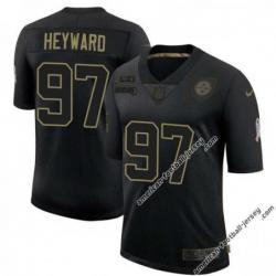 Black Cameron Heyward Steelers #97 Stitched Salute to Service Football Jersey Mens Womens Youth