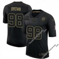 Black Ernie Brown Steelers #98 Stitched Salute to Service Football Jersey Mens Womens Youth