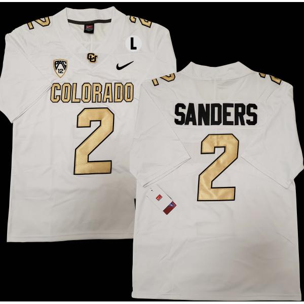 Quarterback Shedeur Sanders Jersey with L patch PAC12 Colorado Buffaloes #2