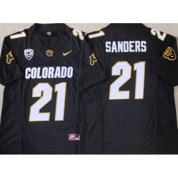 PAC12 Colorado Buffaloes #21 Safety Shilo Sanders Jersey with Shoulder Patch - Black