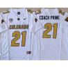 PAC12 Colorado Buffaloes #21 Deion Sanders COACH PRIME Jersey with Shoulder Patch - White