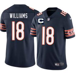 Navy Caleb Williams Chicago Bears #18 Quarterback Jersey with Caption C patch Sewn on