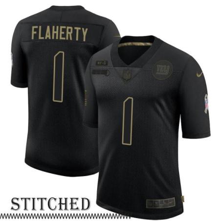 NY Giants #1 Ray Flaherty Black Salute to Service Jersey