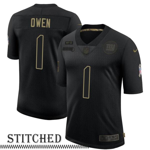 NY Giants #1 Bill Owen Black Salute to Service Jersey