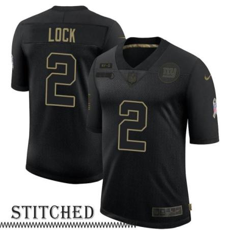 NY Giants #2 Drew Lock Black Salute to Service Jersey