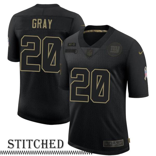 NY Giants #20 Eric Gray Black Salute to Service Jersey