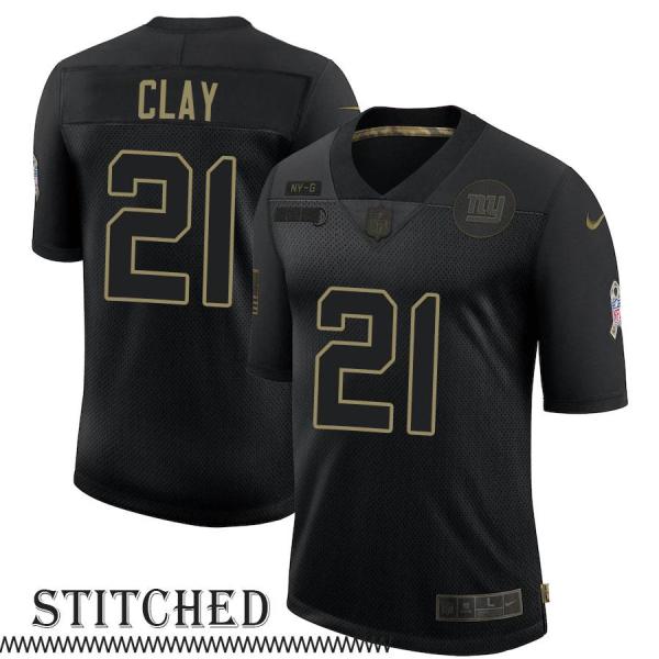 NY Giants #21 Roy Clay Black Salute to Service Jersey