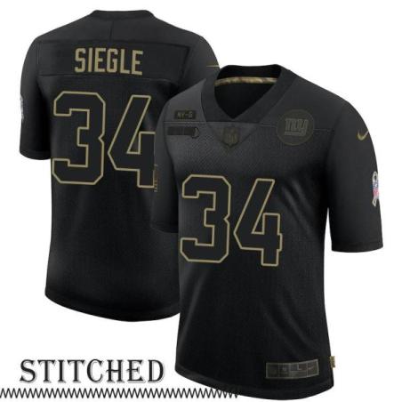 NY Giants #34 Jules Siegle Black Salute to Service Jersey
