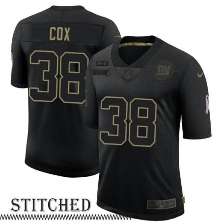 NY Giants #38 Greg Cox Black Salute to Service Jersey