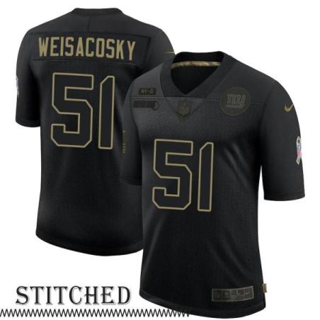 NY Giants #51 Ed Weisacosky Black Salute to Service Jersey