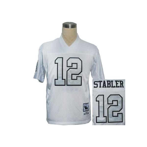 Ken Stabler Football Jersey - Oakland #12 Jersey(White Silver Number)
