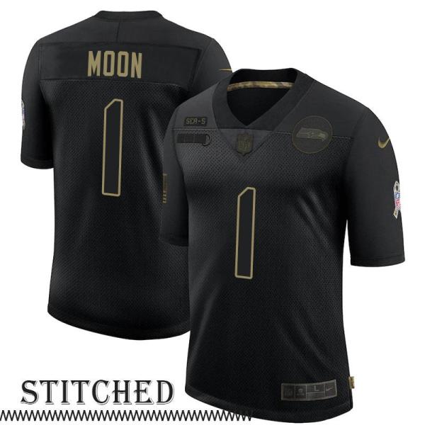 Warren Moon Black Salute to Service Jersey Seattle Seahawks #1