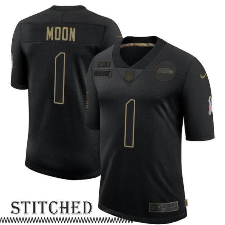 Warren Moon Black Salute to Service Jersey Seattle Seahawks #1