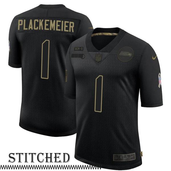 Ryan Plackemeier Black Salute to Service Jersey Seattle Seahawks #1