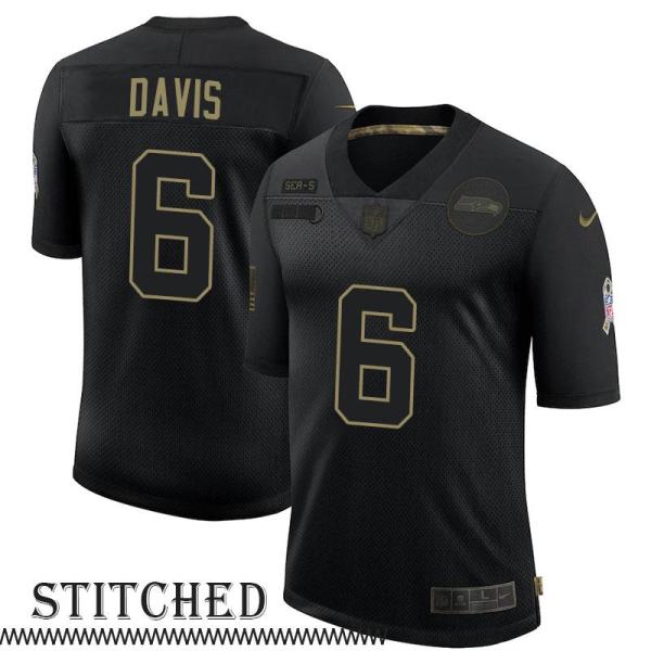 Austin Davis Black Salute to Service Jersey Seattle Seahawks #6