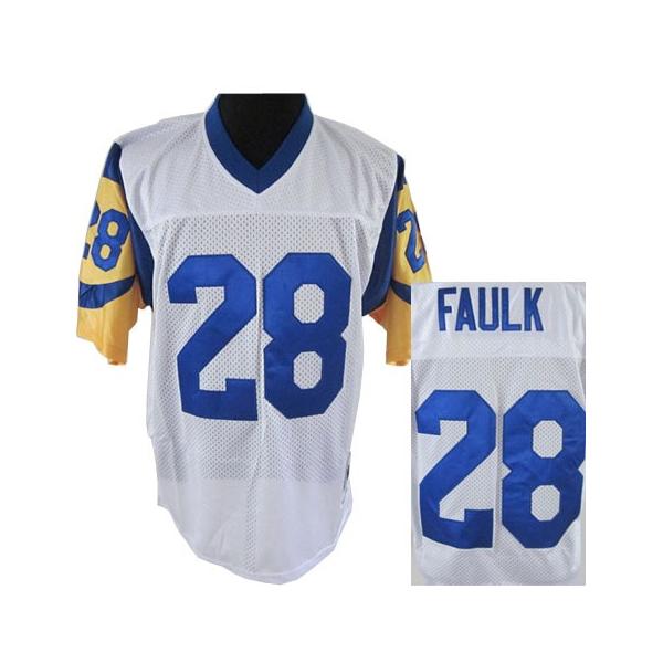 White Throwback Marshall Faulk St Louis Rams #28 Jersey