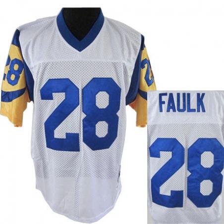 White Throwback Marshall Faulk St Louis Rams #28 Jersey