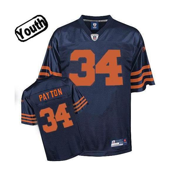 Walter Payton Youth Football Jersey -#34 Chicago Youth Jersey(Navy Orange number)