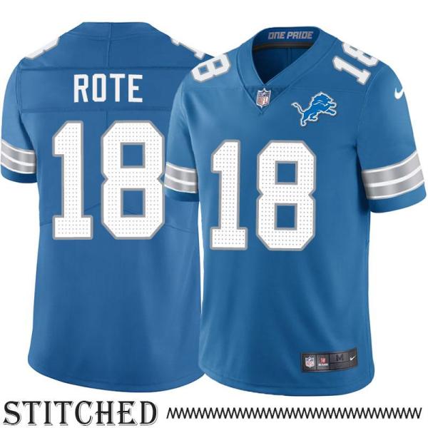Detroit Lions #18 Tobin Rote Blue Home Jersey