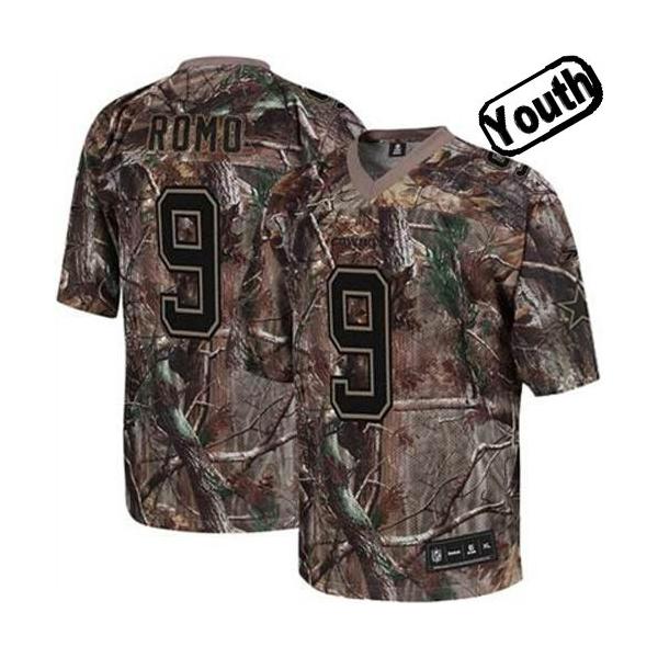 Tony Romo Youth Football Jersey -#9 Dallas Youth Jersey(Camo)