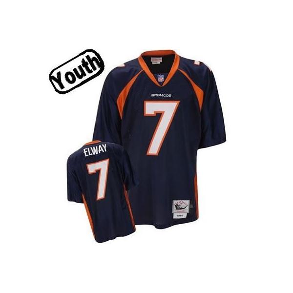John Elway Youth Football Jersey -#7 Denver Youth Jersey(Blue Throwback)