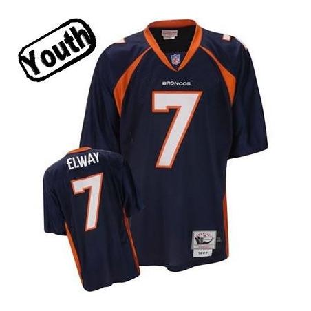 John Elway Youth Football Jersey -#7 Denver Youth Jersey(Blue Throwback)