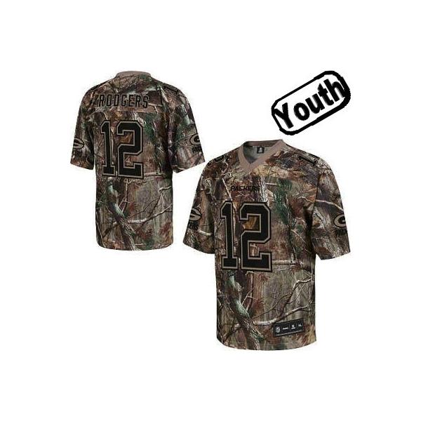 Aaron Rodgers Youth Football Jersey -#12 Green Bay Youth Jersey(Camo)