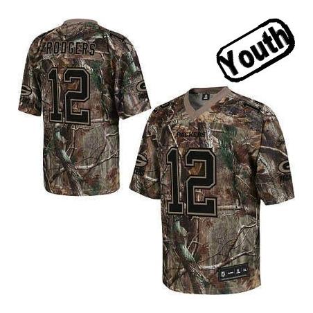 Aaron Rodgers Youth Football Jersey -#12 Green Bay Youth Jersey(Camo)