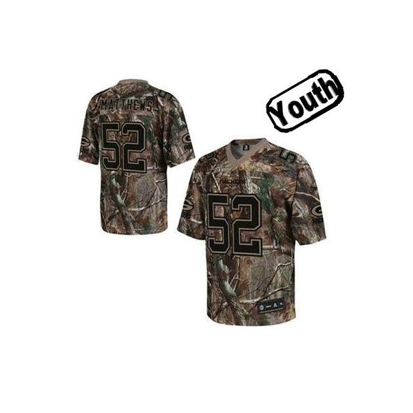Clay Matthews Youth Football Jersey -#52 Green Bay Youth Jersey(Camo)