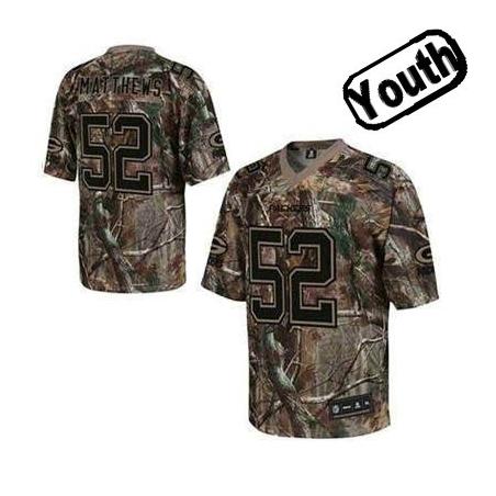 Clay Matthews Youth Football Jersey -#52 Green Bay Youth Jersey(Camo)