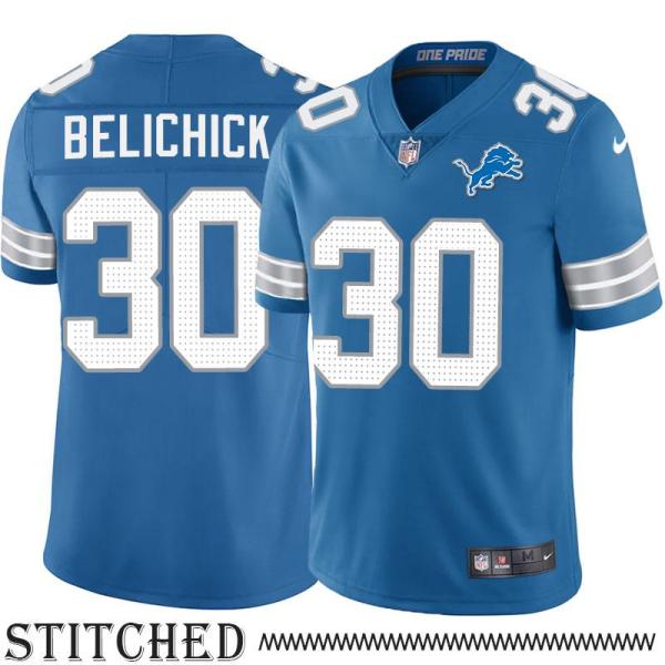 Detroit Lions #30 Steve Belichick Blue Home Jersey
