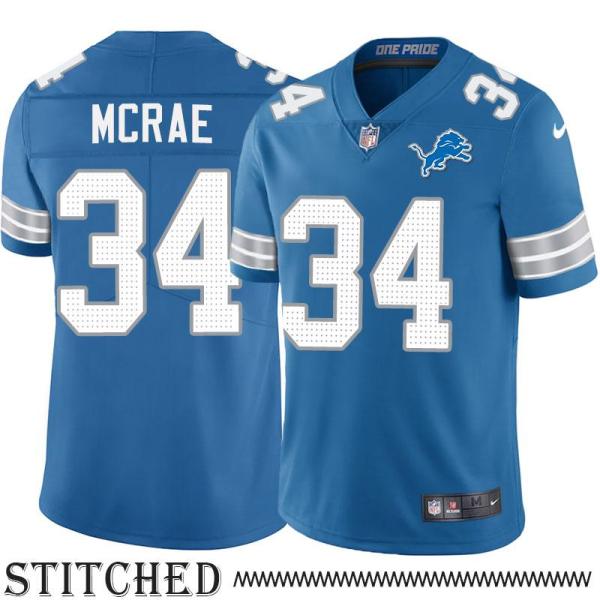 Detroit Lions #34 Tony McRae Blue Home Jersey