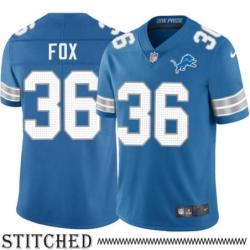 Detroit Lions #36 Vernon Fox Blue Home Jersey