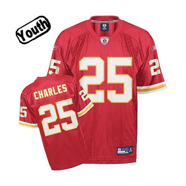 Jamaal Charles Youth Football Jersey -#25 KC Youth Jersey(Red)